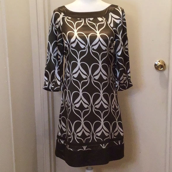 H&M ABSTRACT PRINT DESIGN THREE QUARTER SLEEVES DRESS SZ 4 - Picture 1 of 10